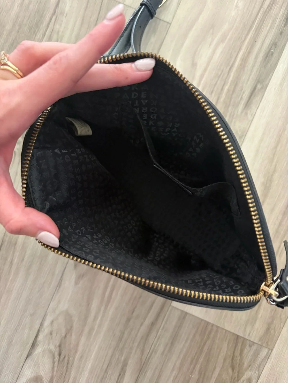 Kate Spade Black Crossbody with Cream Polka Dots